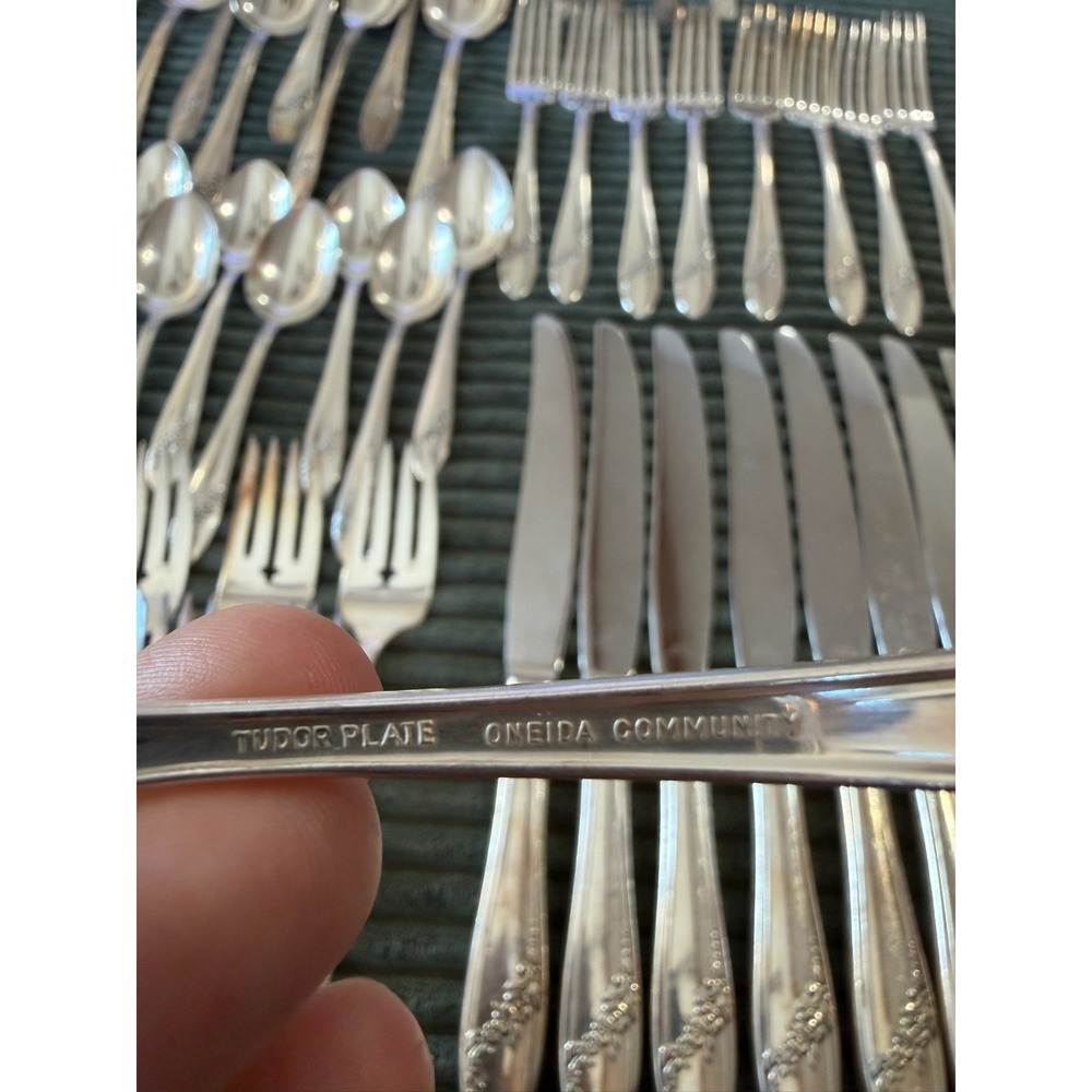 Vintage Oneida Queen Bess Pattern Silverplate Large Flatware Set of 66‎ Pieces - Picture 12 of 12